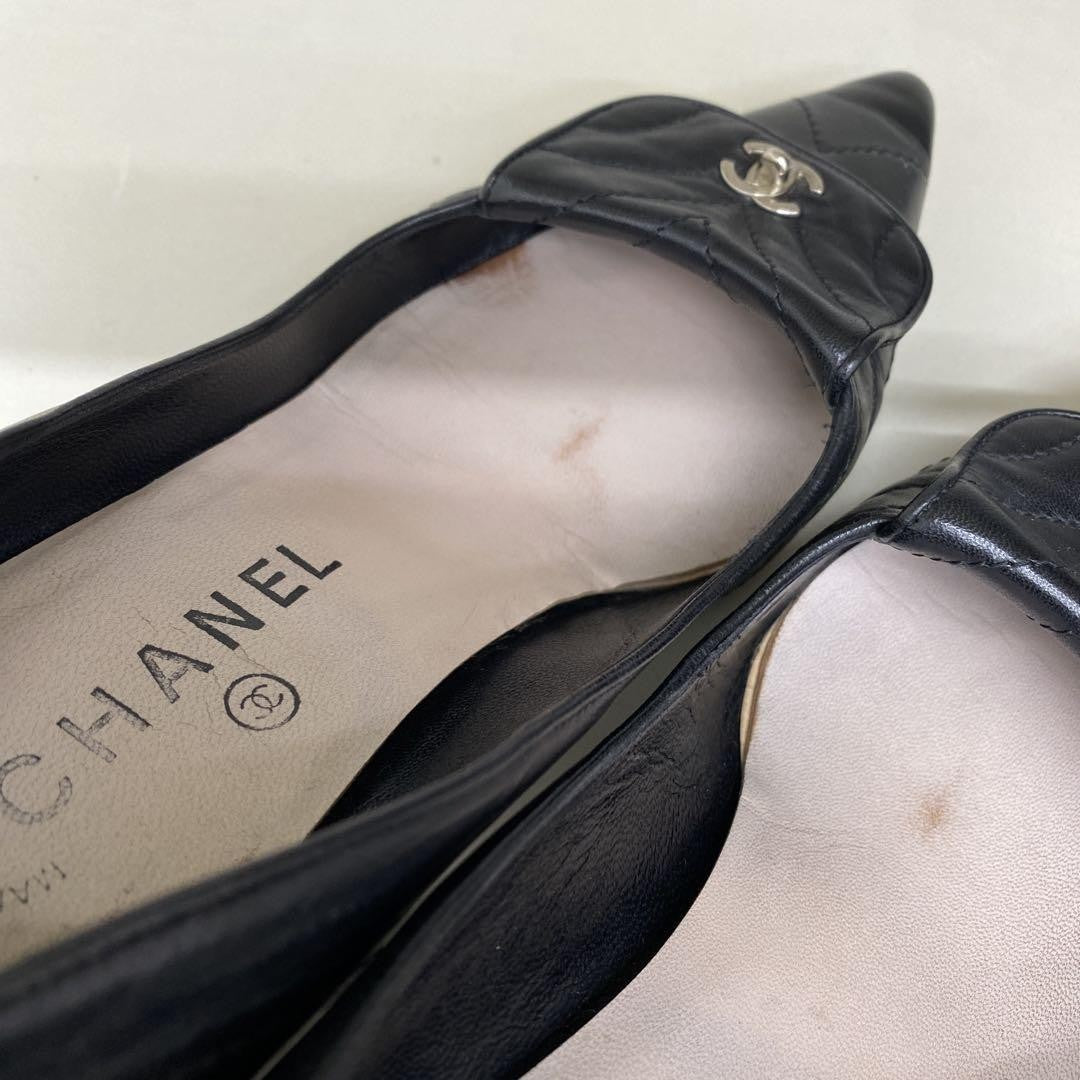 CHANEL Shoes Pumps Heel Cocomark EU 36.0 US 6.0 Black Authentic