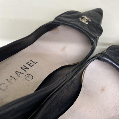 CHANEL Shoes Pumps Heel Cocomark EU 36.0 US 6.0 Black Authentic