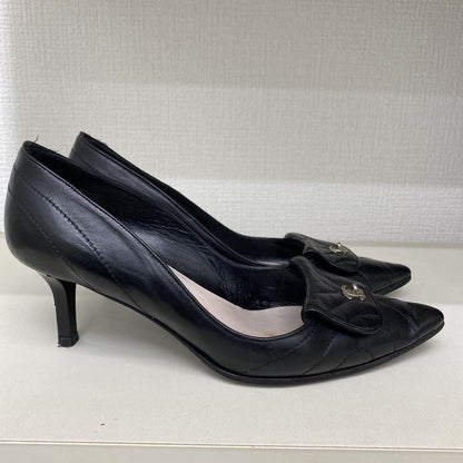 CHANEL Shoes Pumps Heel Cocomark EU 36.0 US 6.0 Black Authentic