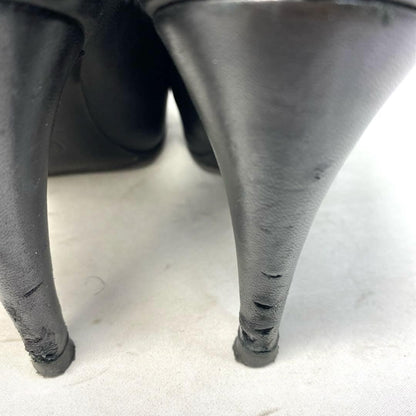 CHANEL Shoes Pumps Heel EU 36.0 US 6.0 Leather Black Authentic