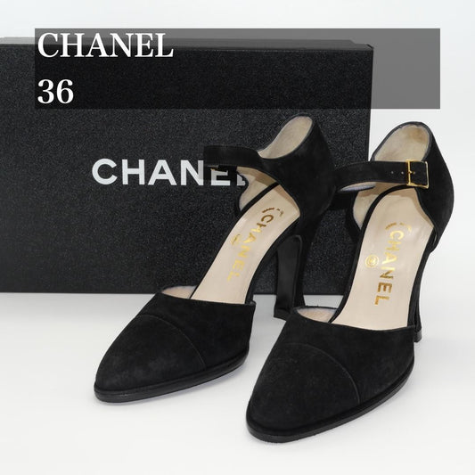 CHANEL Shoes Pumps Heel EU 36.0 US 6.0 Black Authentic