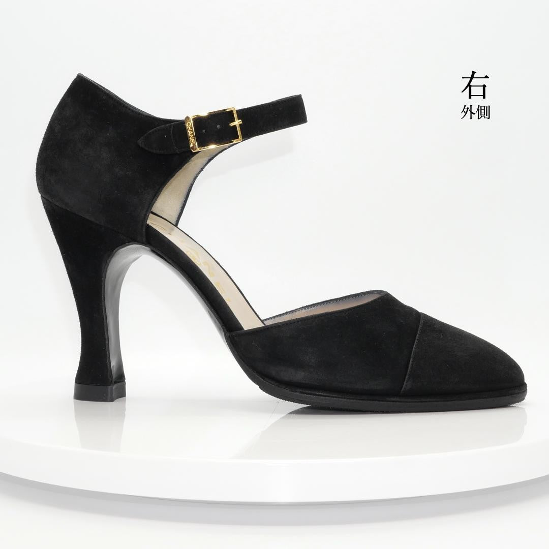 CHANEL Shoes Pumps Heel EU 36.0 US 6.0 Black Authentic