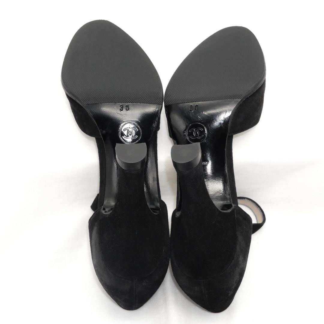 CHANEL Shoes Pumps Heel EU 36.0 US 6.0 Black Authentic