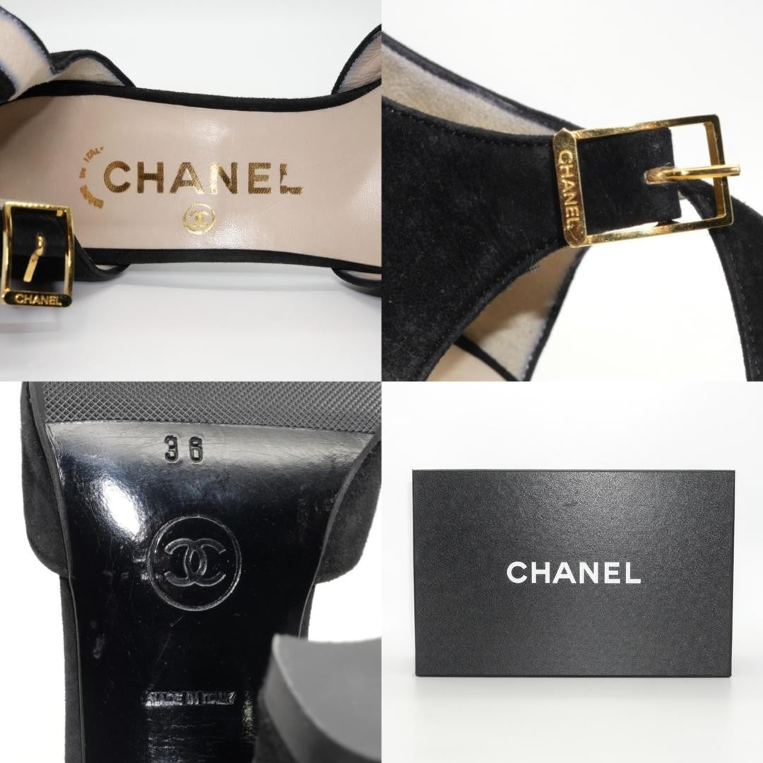 CHANEL Shoes Pumps Heel EU 36.0 US 6.0 Black Authentic