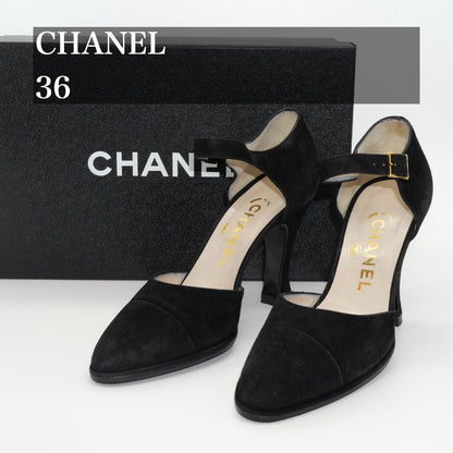 CHANEL Shoes Pumps Heel EU 36.0 US 6.0 Black Authentic