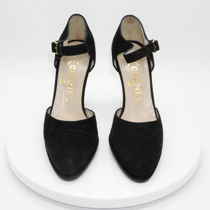 CHANEL Shoes Pumps Heel EU 36.0 US 6.0 Black Authentic