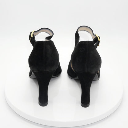 CHANEL Shoes Pumps Heel EU 36.0 US 6.0 Black Authentic