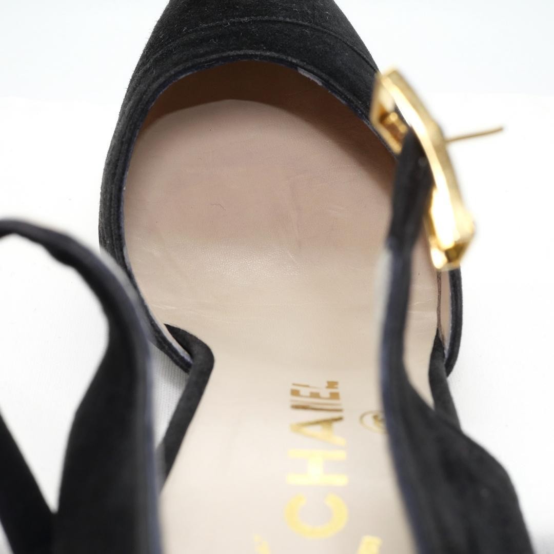 CHANEL Shoes Pumps Heel EU 36.0 US 6.0 Black Authentic