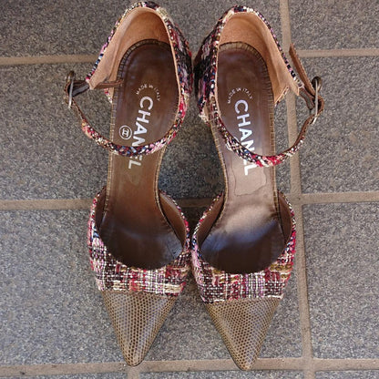 CHANEL Shoes Pumps Heel EU 38.5 US 8.5 Multicolor Authentic