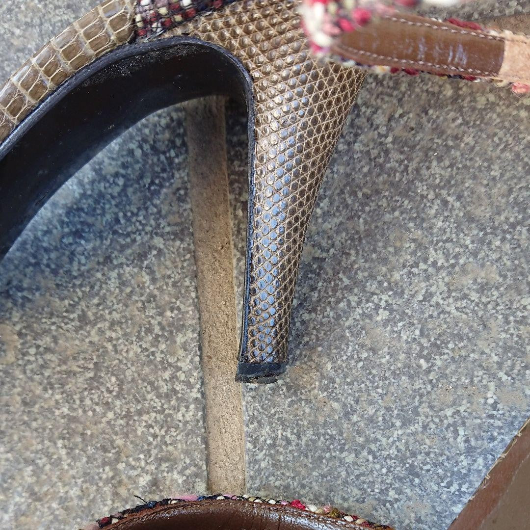 CHANEL Shoes Pumps Heel EU 38.5 US 8.5 Multicolor Authentic