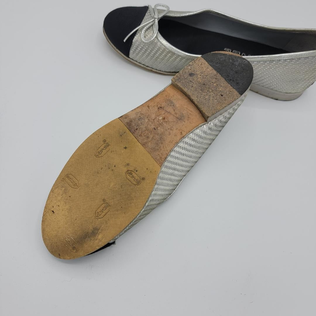 CHANEL Ballet Flats Shoes Pumps Ribbon EU 38 US 8 Authentic
