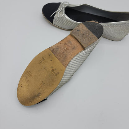 CHANEL Ballet Flats Shoes Pumps Ribbon EU 38 US 8 Authentic