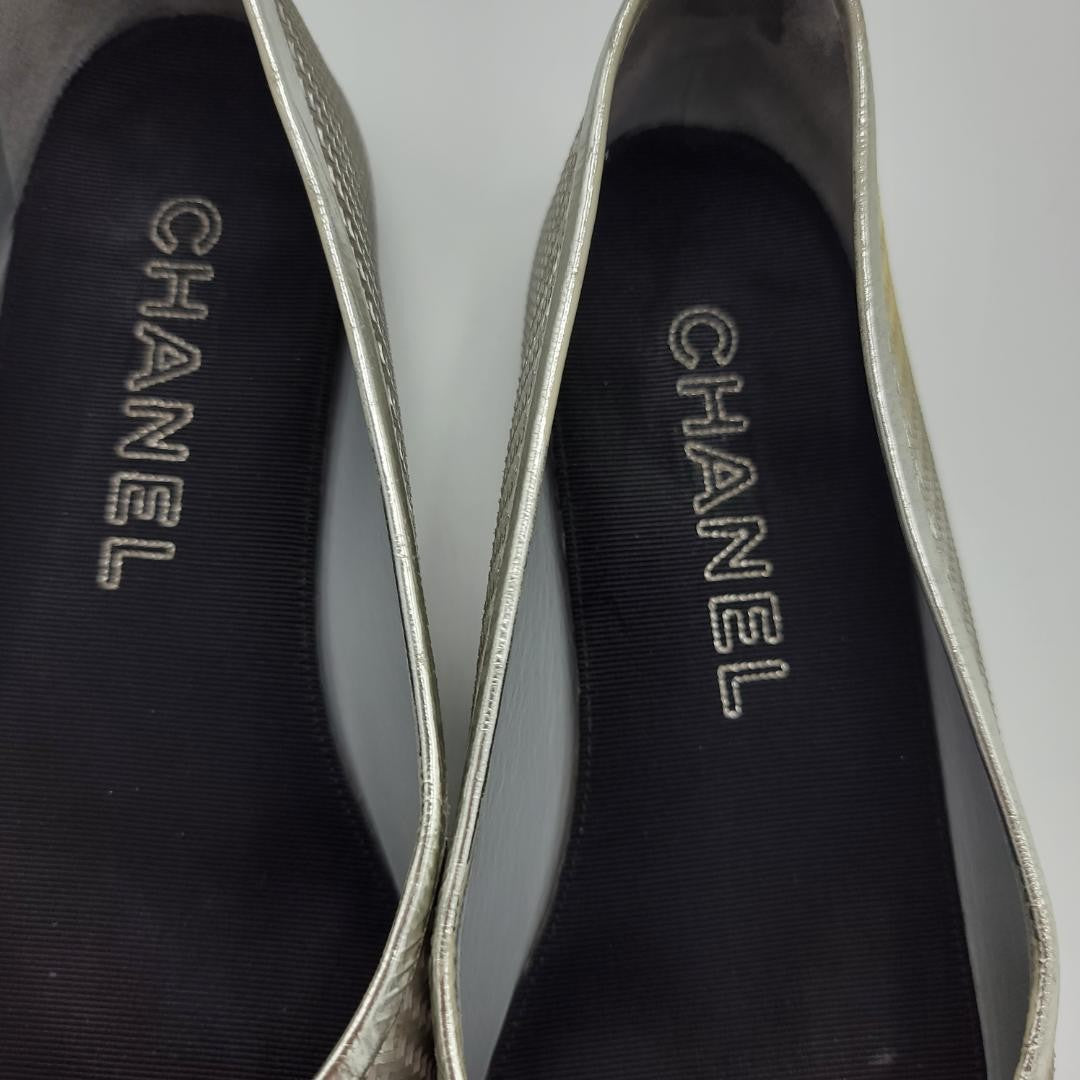 CHANEL Ballet Flats Shoes Pumps Ribbon EU 38 US 8 Authentic
