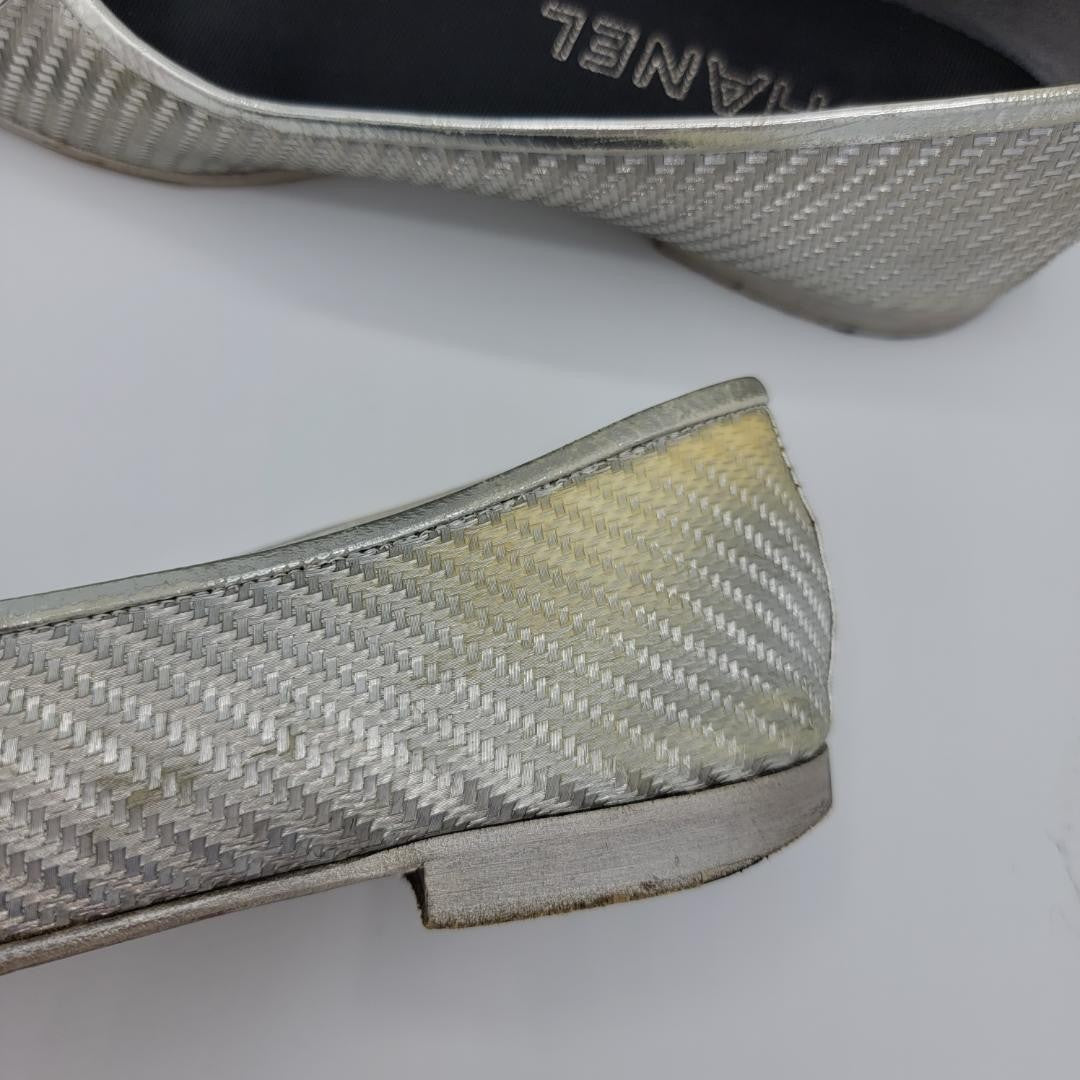 CHANEL Ballet Flats Shoes Pumps Ribbon EU 38 US 8 Authentic