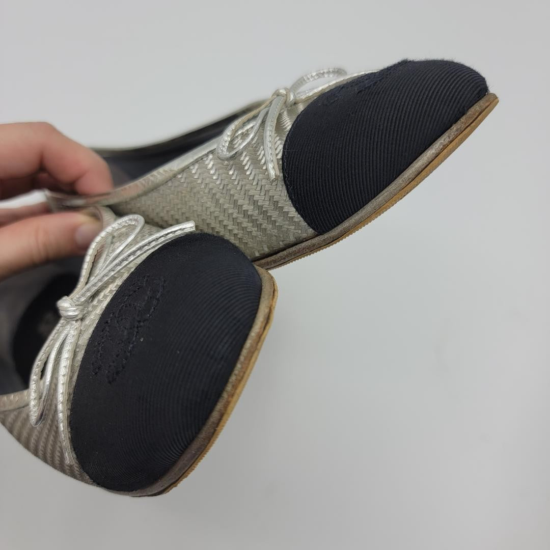CHANEL Ballet Flats Shoes Pumps Ribbon EU 38 US 8 Authentic