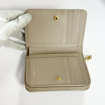 Saint Laurent YSL Wallet Cassandra Bi-fold Compact Leather Beige Gold Authentic