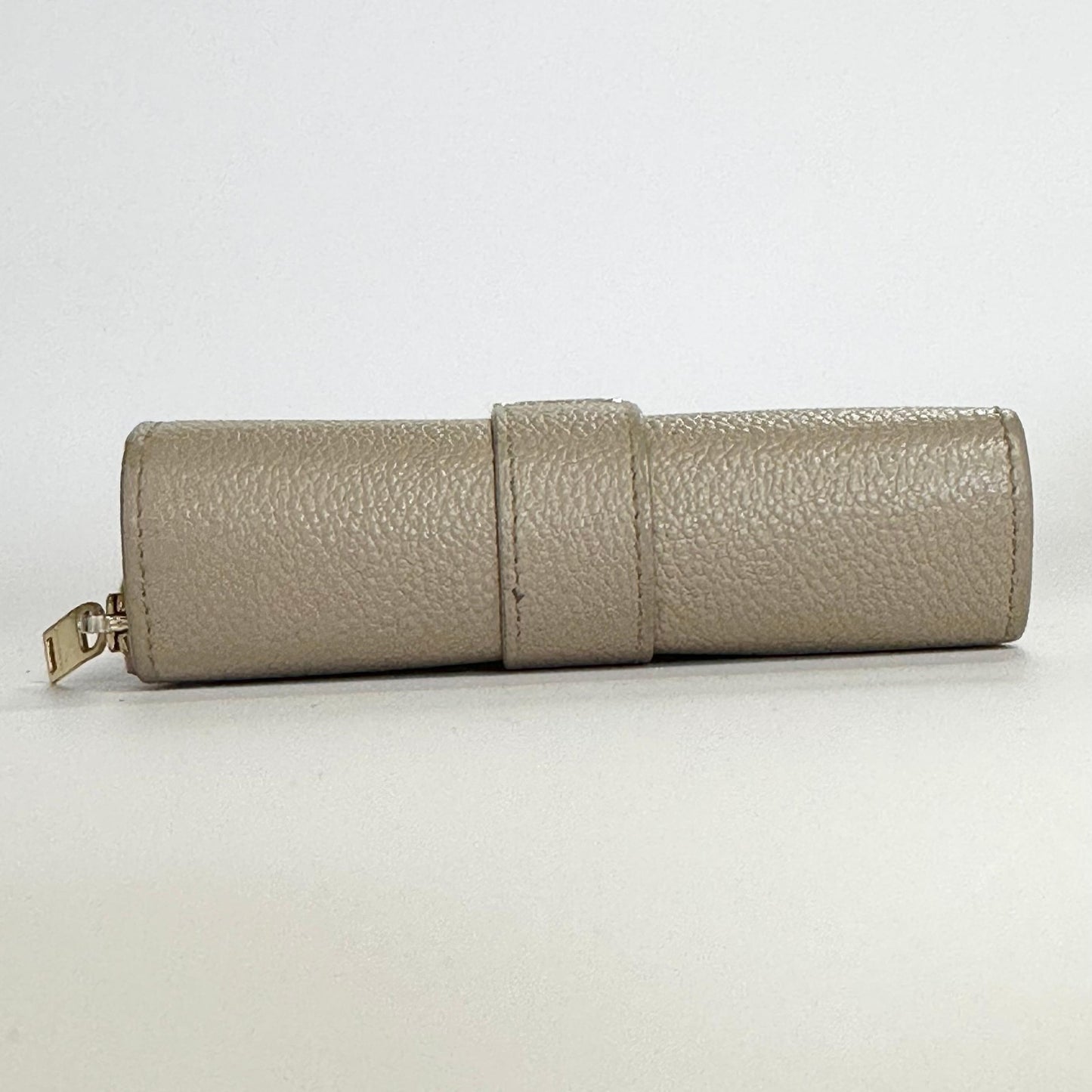 Saint Laurent YSL Wallet Cassandra Bi-fold Compact Leather Beige Gold Authentic