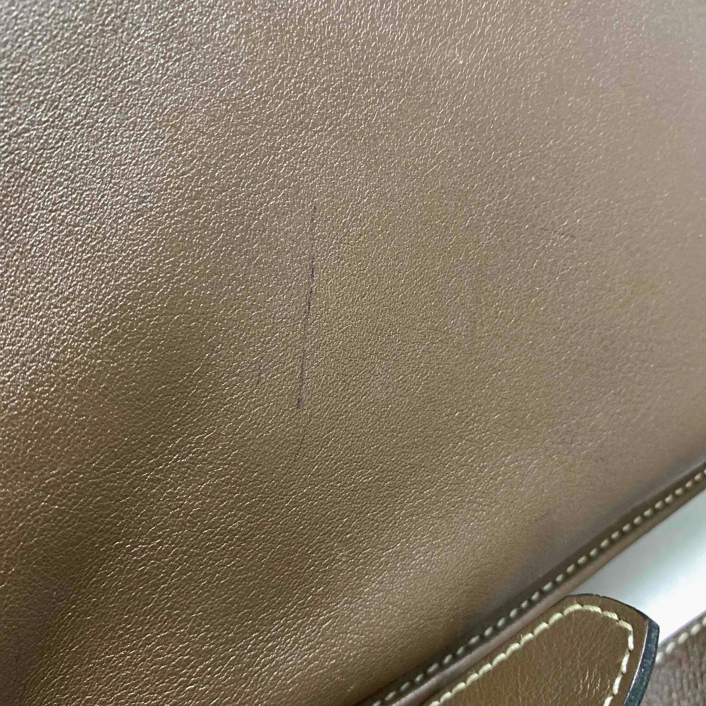 Christian Dior Shoulder Bag CD Stitch Brown Gold Leather Authentic