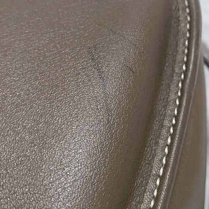 Christian Dior Shoulder Bag CD Stitch Brown Gold Leather Authentic