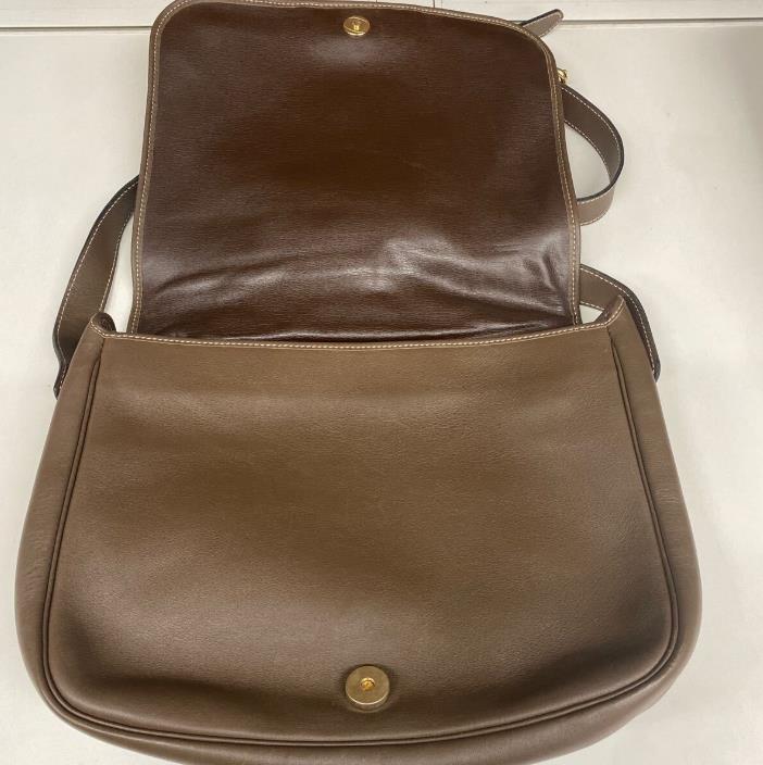 Christian Dior Shoulder Bag CD Stitch Brown Gold Leather Authentic