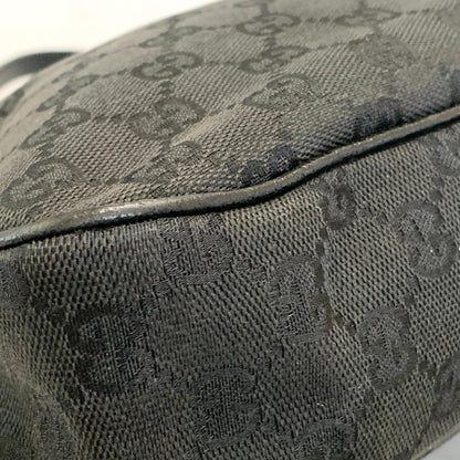 GUCCI Bag GG Canvas Hand Tote Purse Canvas Leather Black Silver Used Authentic