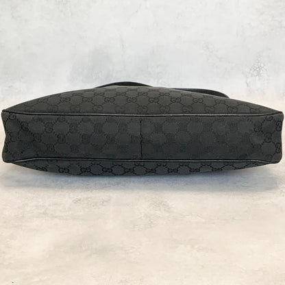 GUCCI Bag GG Canvas Hand Tote Purse Canvas Leather Black Silver Used Authentic