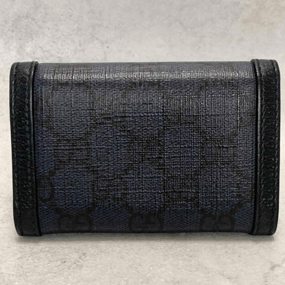 Gucci Bi-fold Card Holder Marmont GG Supreme Wallet Case Flap Purse Compact Navy