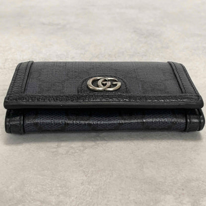 Gucci Bi-fold Card Holder Marmont GG Supreme Wallet Case Flap Purse Compact Navy