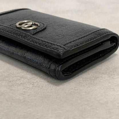 Gucci Bi-fold Card Holder Marmont GG Supreme Wallet Case Flap Purse Compact Navy