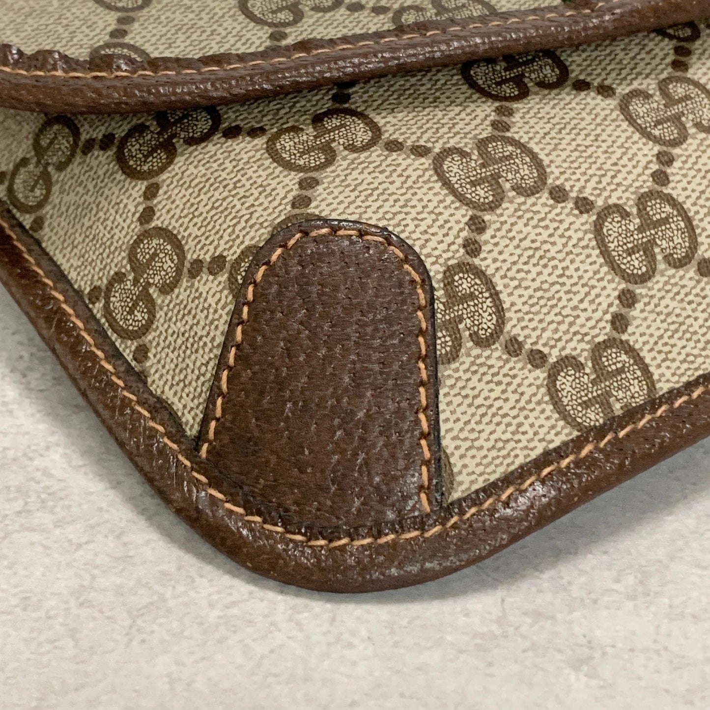 GUCCI Bag Supreme Sherry Line GG Clutch Purse Hand Leather Beige Brown Authentic