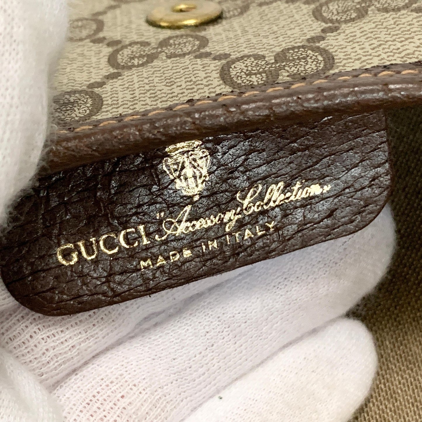GUCCI Bag Supreme Sherry Line GG Clutch Purse Hand Leather Beige Brown Authentic