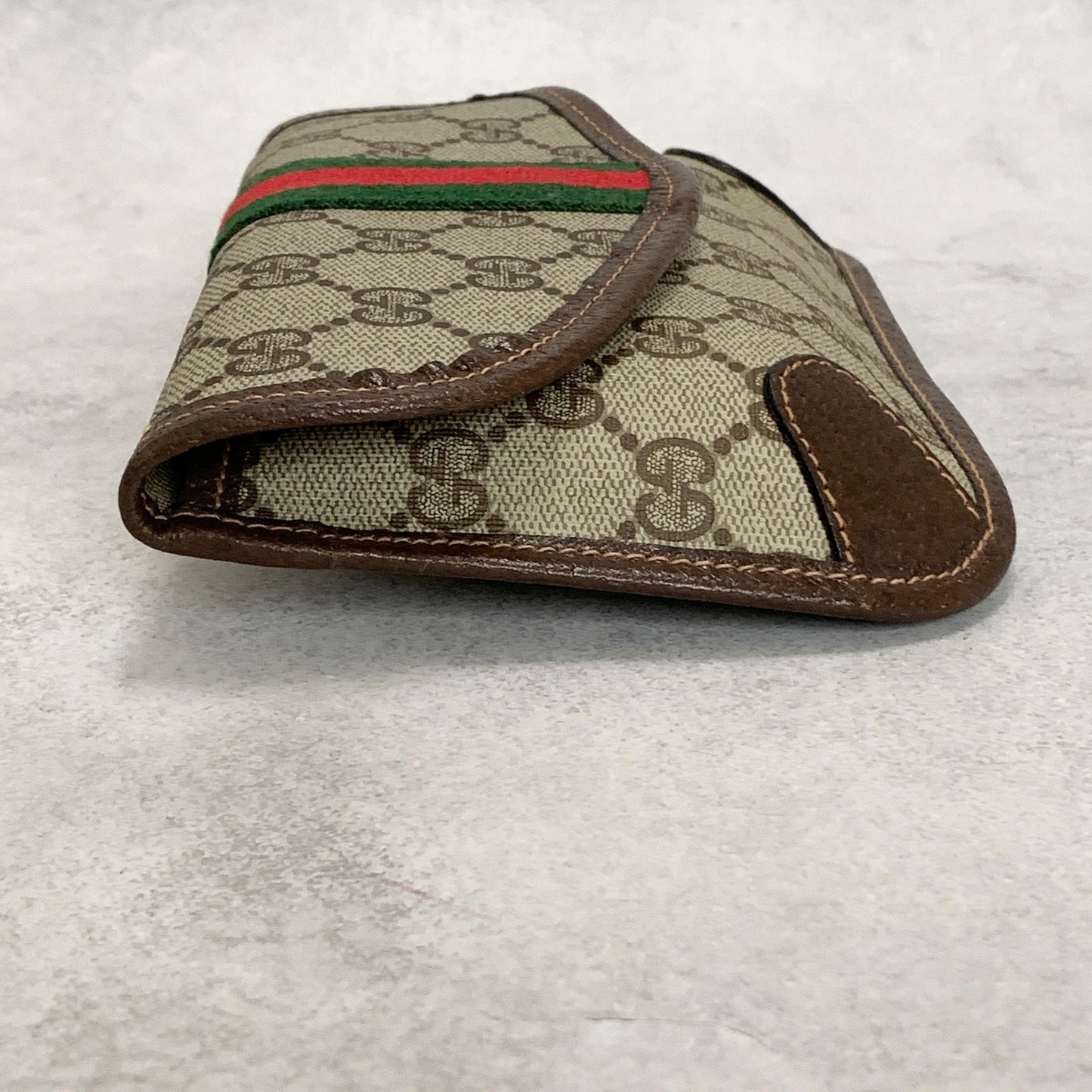 GUCCI Bag Supreme Sherry Line GG Clutch Purse Hand Leather Beige Brown Authentic
