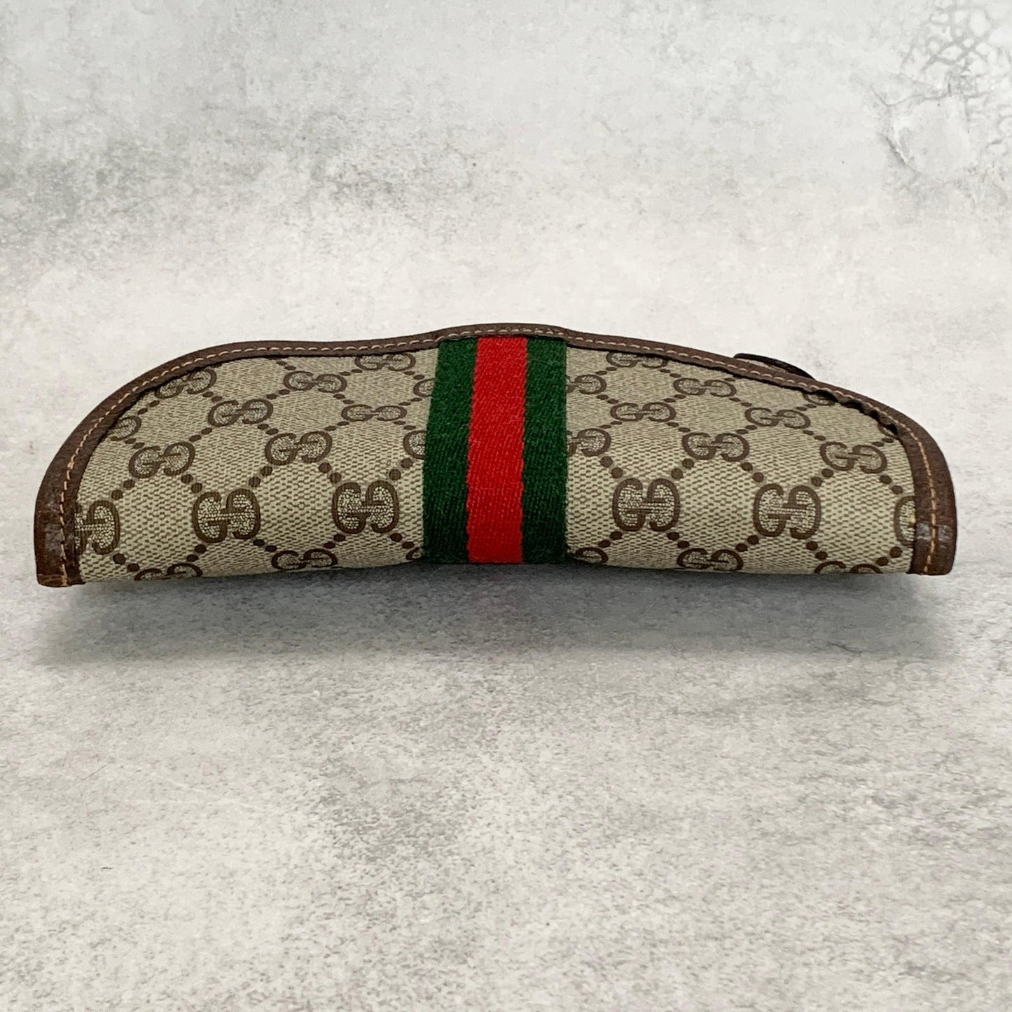 GUCCI Bag Supreme Sherry Line GG Clutch Purse Hand Leather Beige Brown Authentic