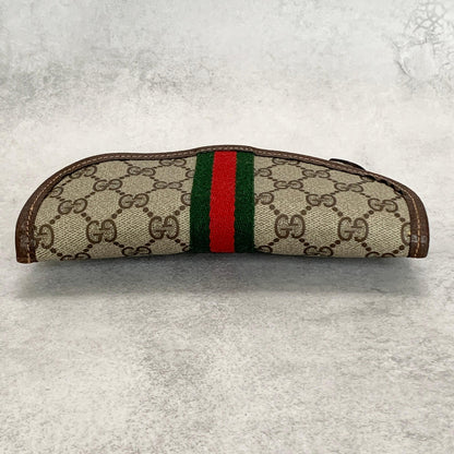 GUCCI Bag Supreme Sherry Line GG Clutch Purse Hand Leather Beige Brown Authentic