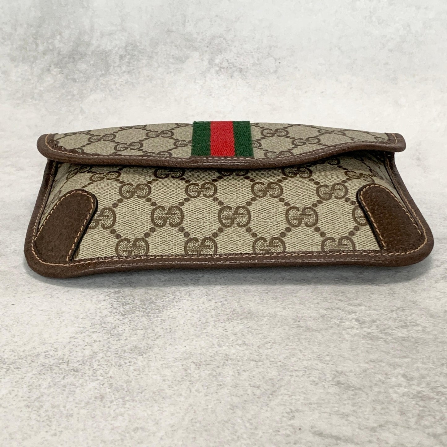 GUCCI Bag Supreme Sherry Line GG Clutch Purse Hand Leather Beige Brown Authentic