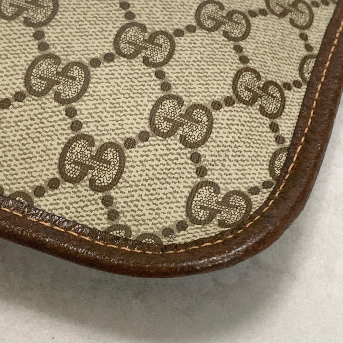 GUCCI Bag Supreme Sherry Line GG Clutch Purse Hand Leather Beige Brown Authentic