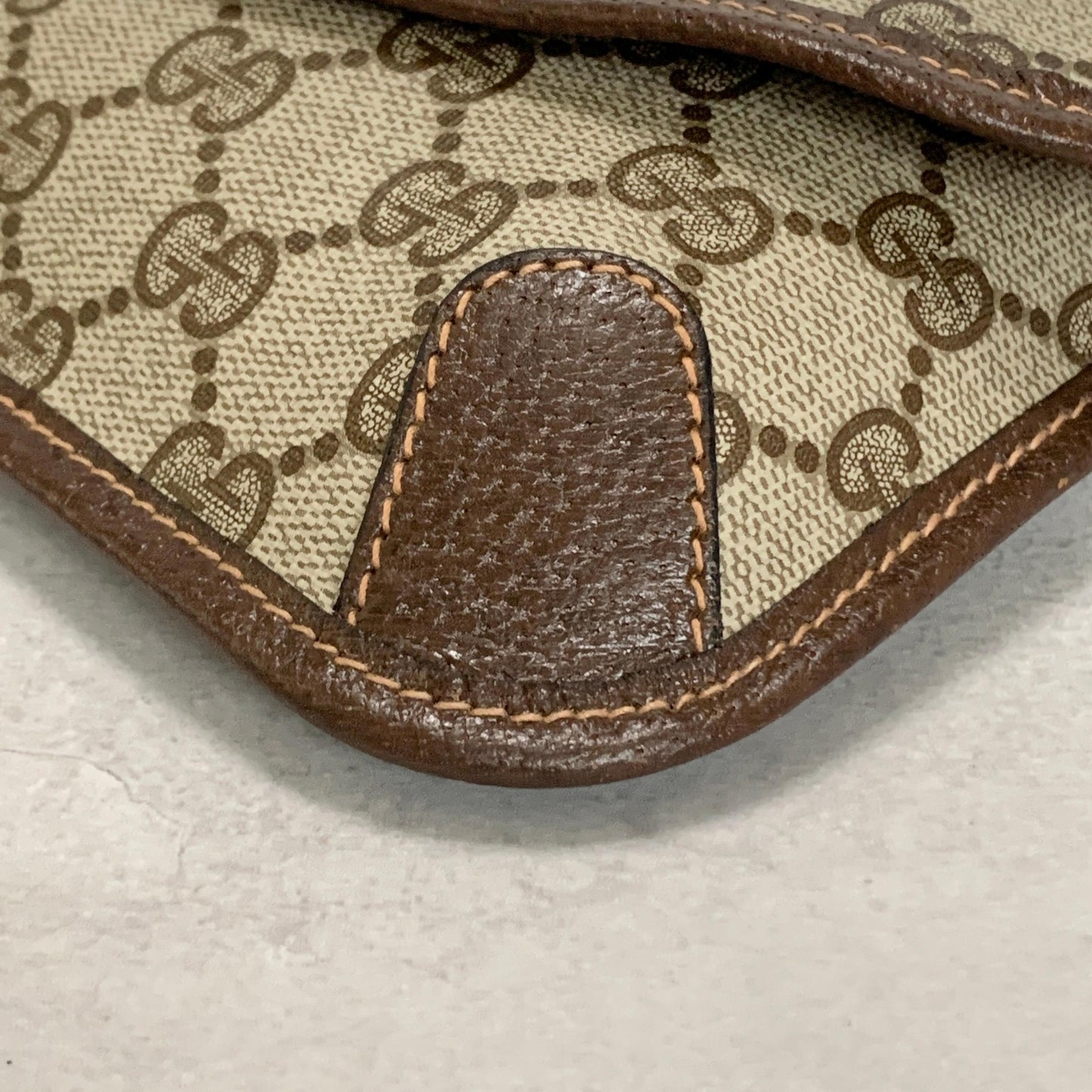 GUCCI Bag Supreme Sherry Line GG Clutch Purse Hand Leather Beige Brown Authentic