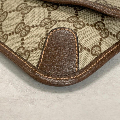 GUCCI Bag Supreme Sherry Line GG Clutch Purse Hand Leather Beige Brown Authentic