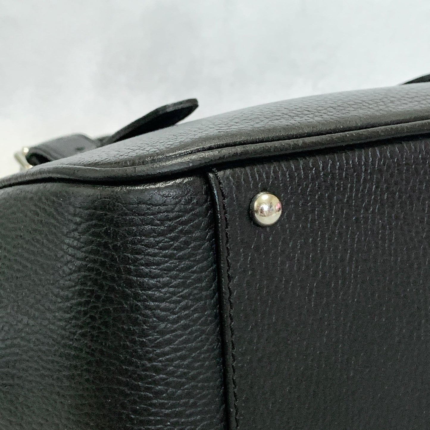 BURBERRY Bag Logo Nova Check Hand Tote Purse Leather Black Gold Used Authentic