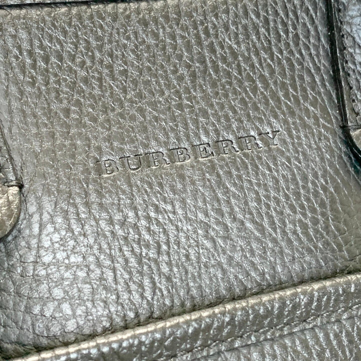 BURBERRY Bag Logo Nova Check Hand Tote Purse Leather Black Gold Used Authentic
