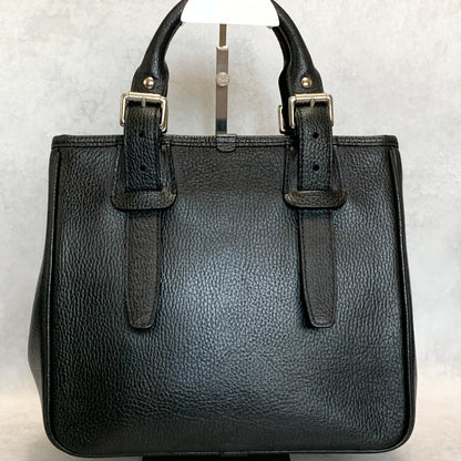 BURBERRY Bag Logo Nova Check Hand Tote Purse Leather Black Gold Used Authentic