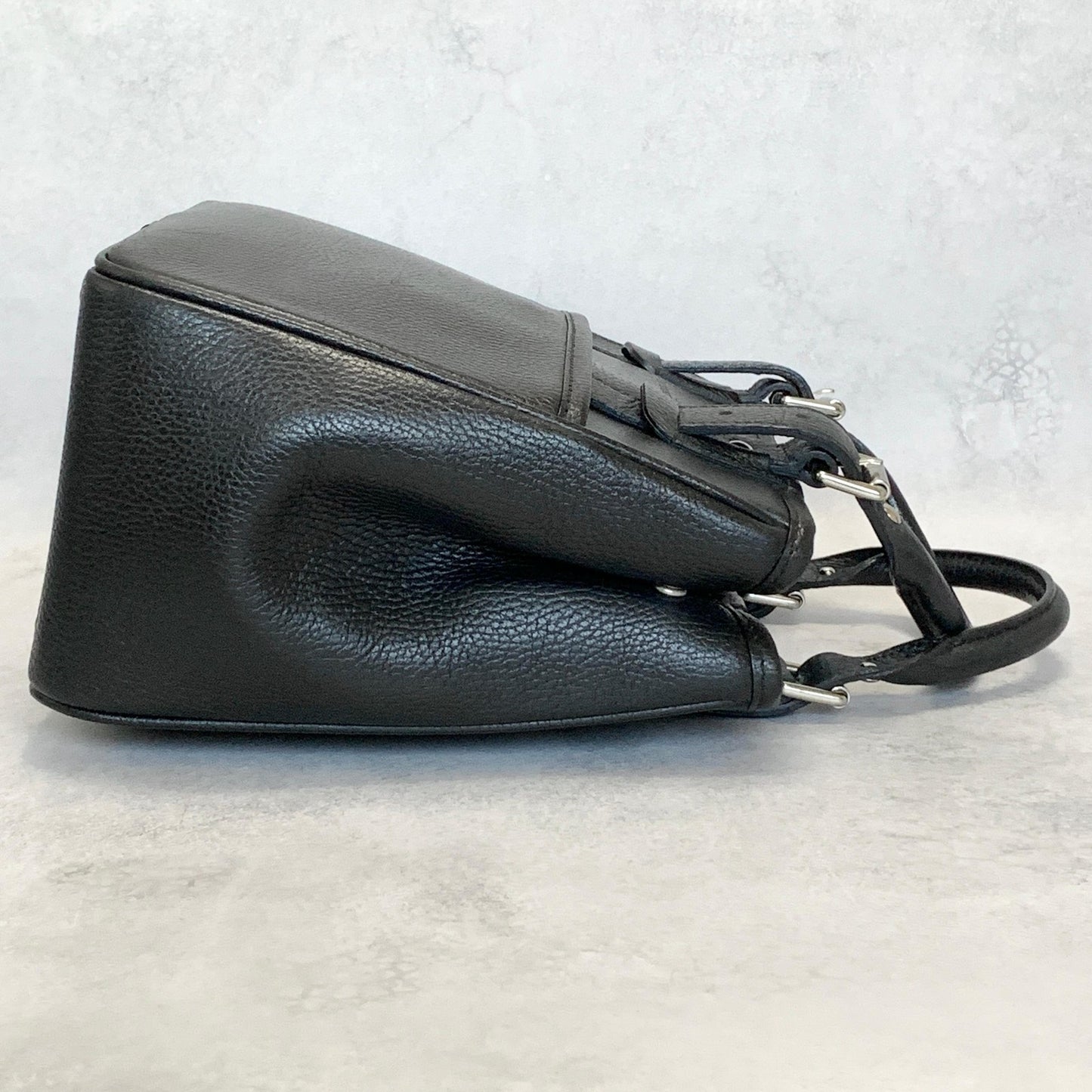BURBERRY Bag Logo Nova Check Hand Tote Purse Leather Black Gold Used Authentic