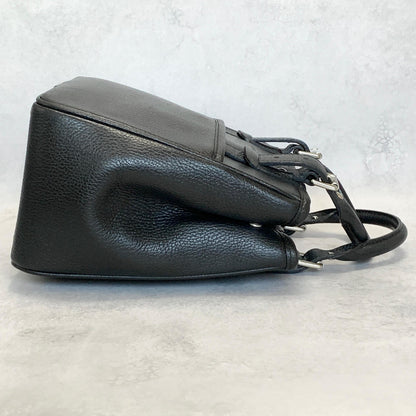 BURBERRY Bag Logo Nova Check Hand Tote Purse Leather Black Gold Used Authentic