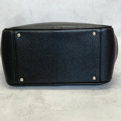 BURBERRY Bag Logo Nova Check Hand Tote Purse Leather Black Gold Used Authentic