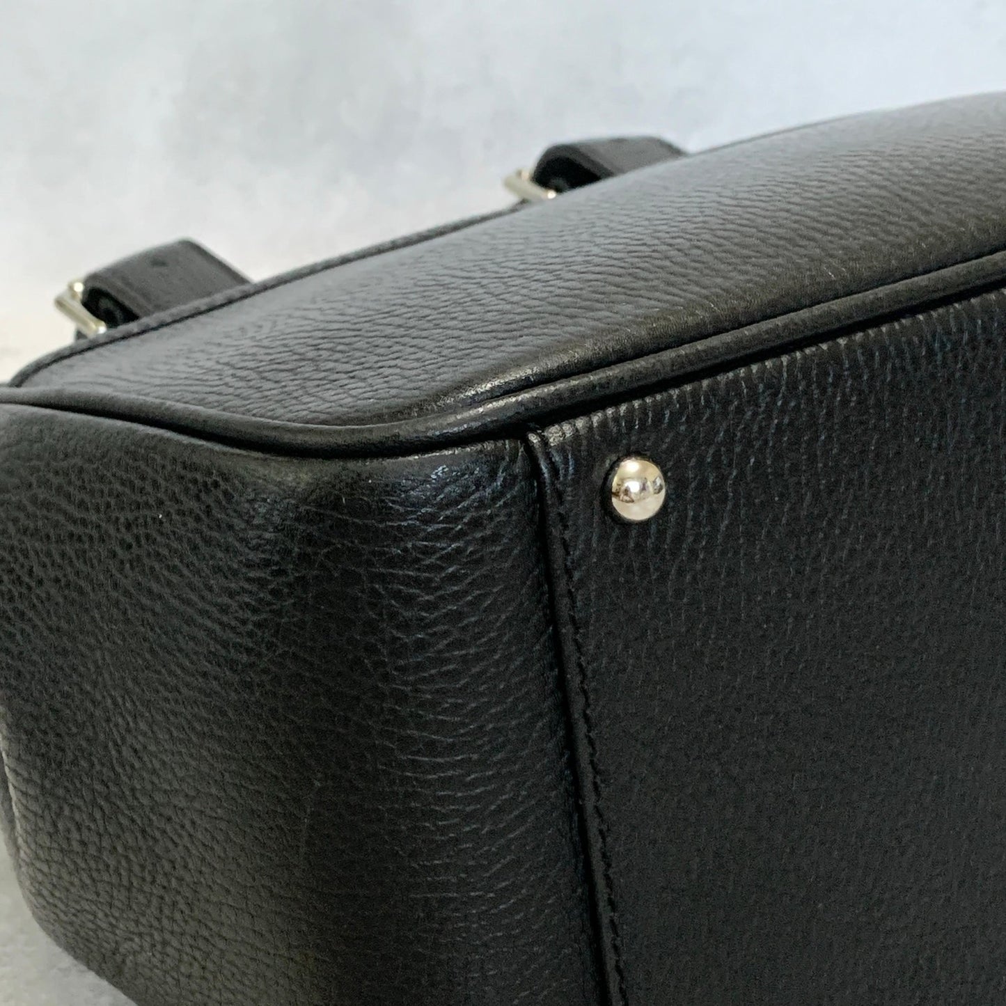 BURBERRY Bag Logo Nova Check Hand Tote Purse Leather Black Gold Used Authentic