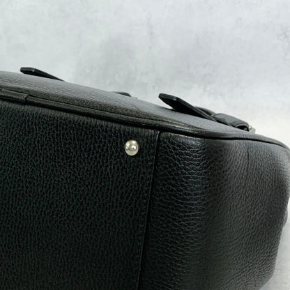 BURBERRY Bag Logo Nova Check Hand Tote Purse Leather Black Gold Used Authentic