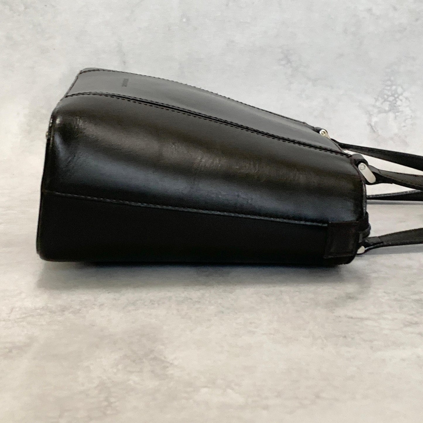 BURBERRY Bag Nova Check Logo Hand Tote Purse Leather Black Silver Authentic