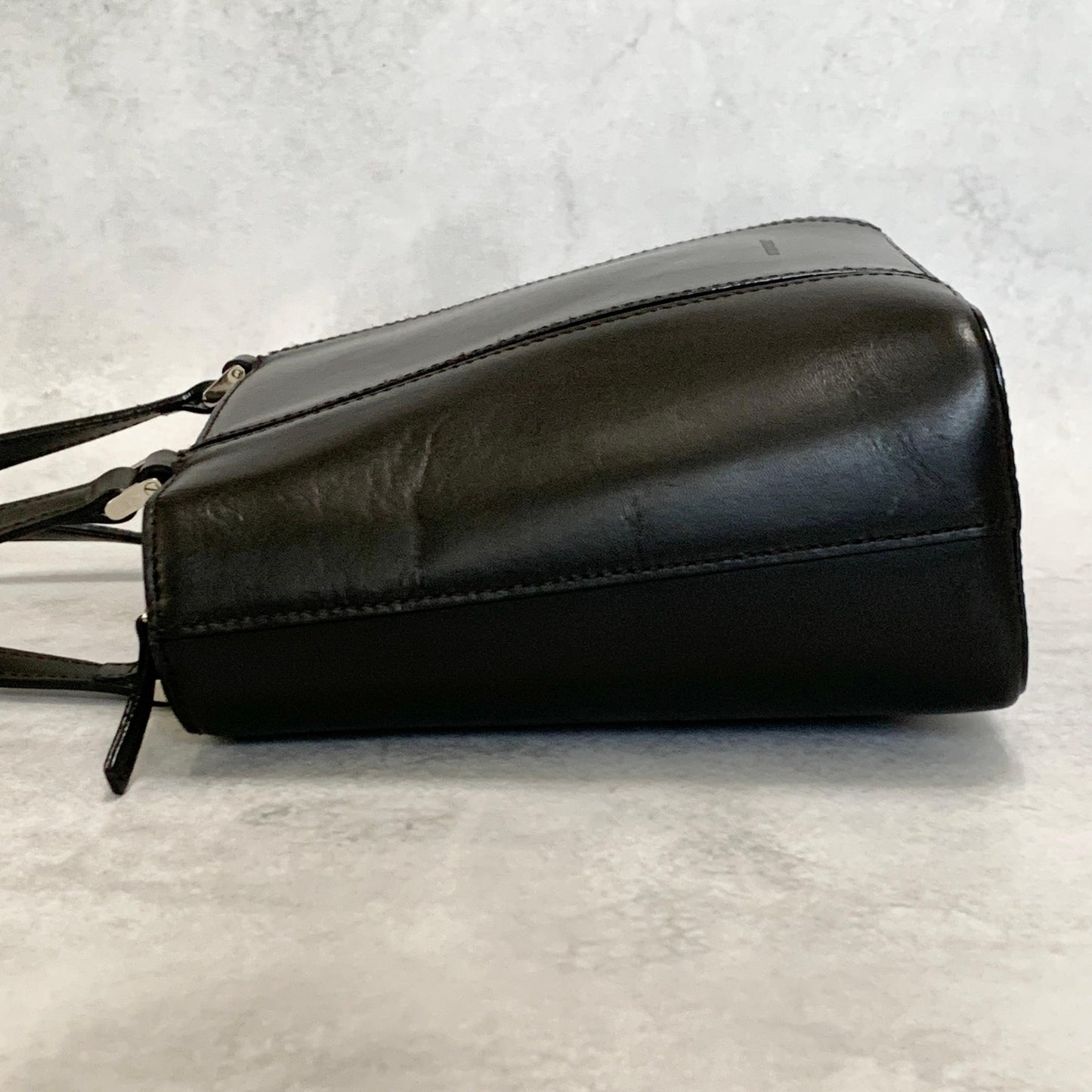 BURBERRY Bag Nova Check Logo Hand Tote Purse Leather Black Silver Authentic