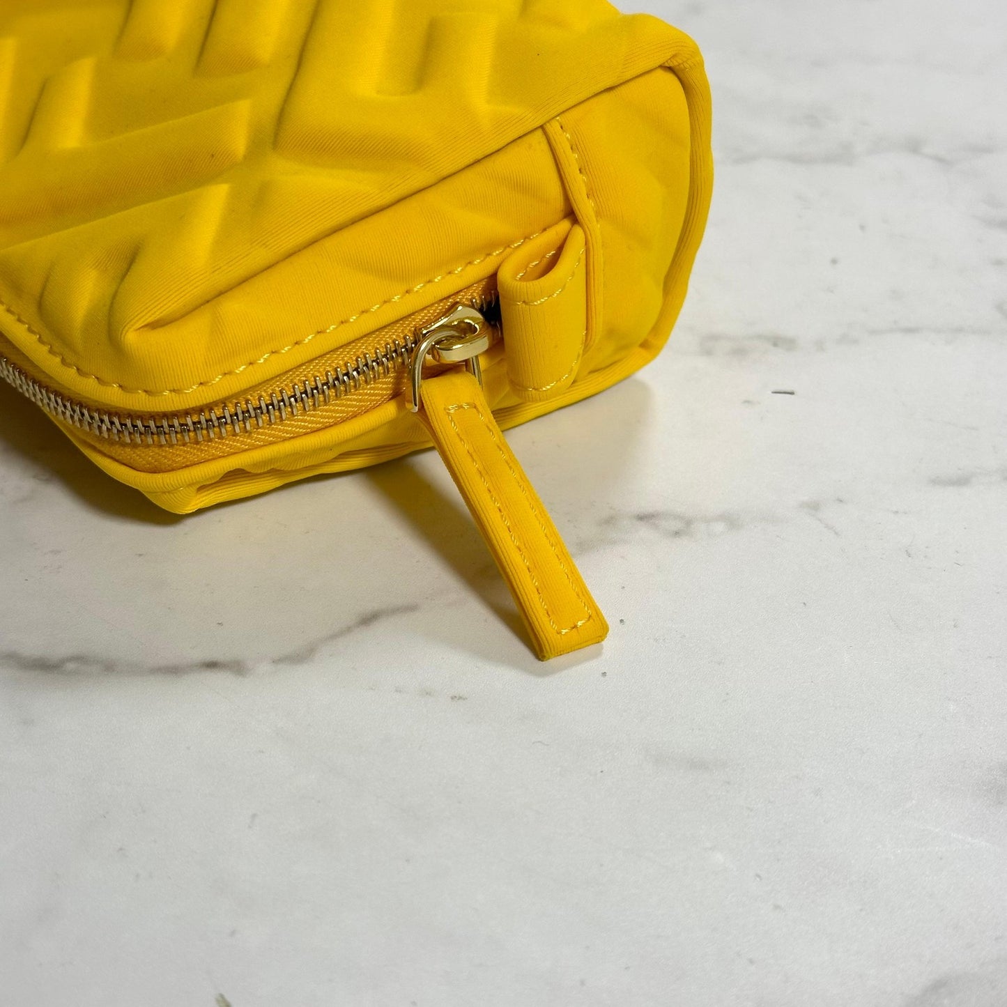 FENDI Cosmetic Pouch Purse FF Embossed Zucca Yellow Authentic