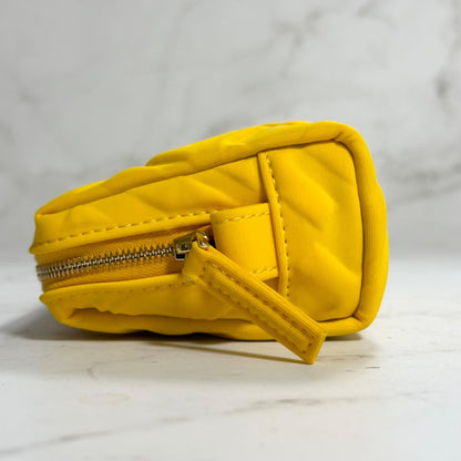 FENDI Cosmetic Pouch Purse FF Embossed Zucca Yellow Authentic